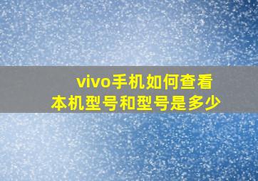 vivo手机如何查看本机型号和型号是多少