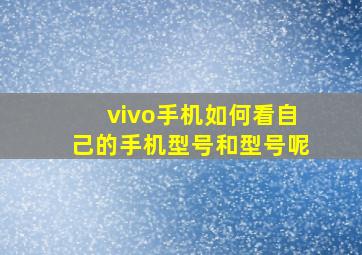 vivo手机如何看自己的手机型号和型号呢