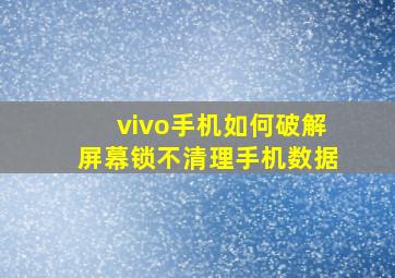 vivo手机如何破解屏幕锁不清理手机数据