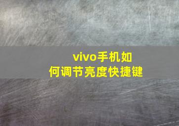 vivo手机如何调节亮度快捷键