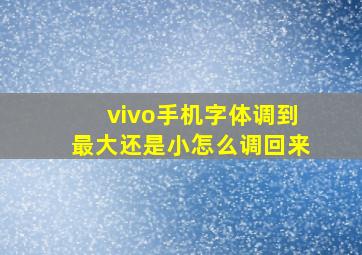 vivo手机字体调到最大还是小怎么调回来