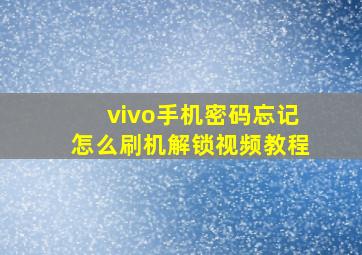 vivo手机密码忘记怎么刷机解锁视频教程