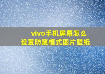 vivo手机屏幕怎么设置防窥模式图片壁纸