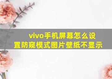 vivo手机屏幕怎么设置防窥模式图片壁纸不显示