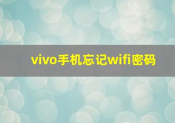 vivo手机忘记wifi密码