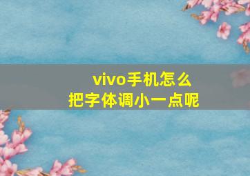 vivo手机怎么把字体调小一点呢