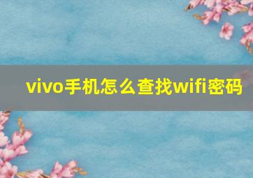 vivo手机怎么查找wifi密码