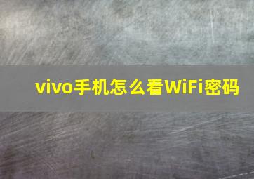 vivo手机怎么看WiFi密码