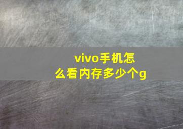 vivo手机怎么看内存多少个g