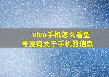 vivo手机怎么看型号没有关于手机的信息