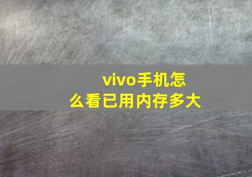 vivo手机怎么看已用内存多大