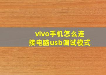 vivo手机怎么连接电脑usb调试模式