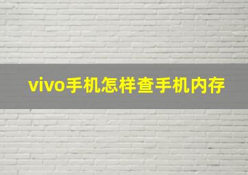 vivo手机怎样查手机内存