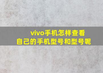 vivo手机怎样查看自己的手机型号和型号呢