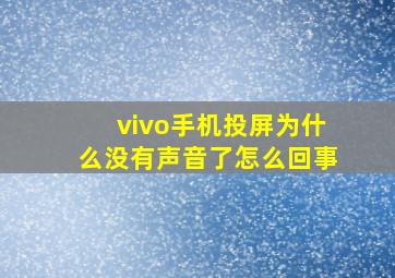 vivo手机投屏为什么没有声音了怎么回事