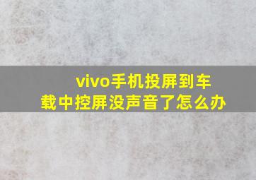 vivo手机投屏到车载中控屏没声音了怎么办