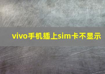 vivo手机插上sim卡不显示