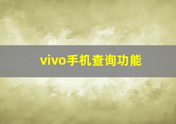 vivo手机查询功能