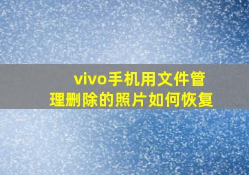 vivo手机用文件管理删除的照片如何恢复