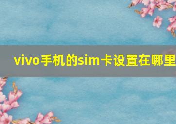 vivo手机的sim卡设置在哪里