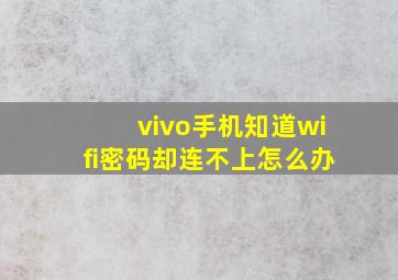 vivo手机知道wifi密码却连不上怎么办