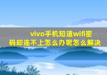 vivo手机知道wifi密码却连不上怎么办呢怎么解决