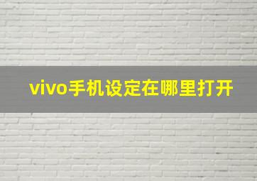 vivo手机设定在哪里打开