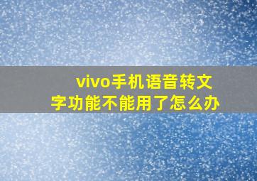 vivo手机语音转文字功能不能用了怎么办