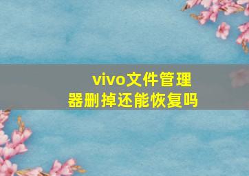 vivo文件管理器删掉还能恢复吗