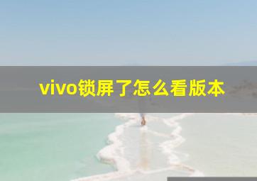 vivo锁屏了怎么看版本