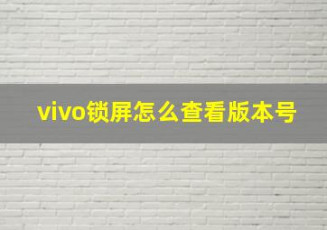 vivo锁屏怎么查看版本号