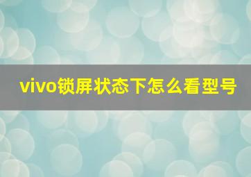 vivo锁屏状态下怎么看型号