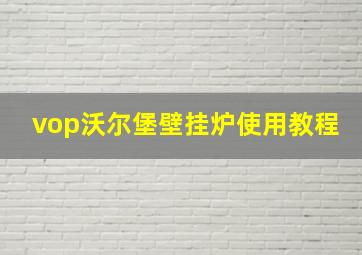 vop沃尔堡壁挂炉使用教程