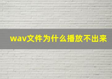 wav文件为什么播放不出来