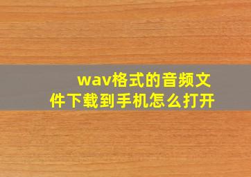 wav格式的音频文件下载到手机怎么打开