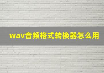 wav音频格式转换器怎么用