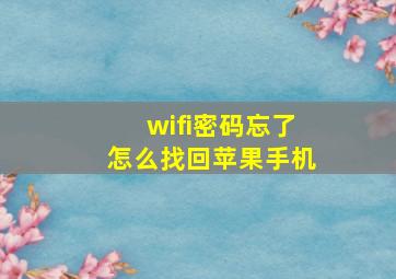 wifi密码忘了怎么找回苹果手机