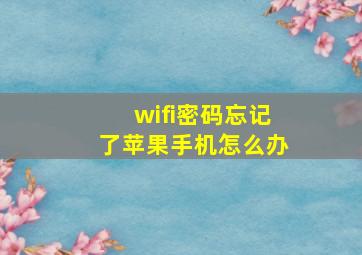 wifi密码忘记了苹果手机怎么办