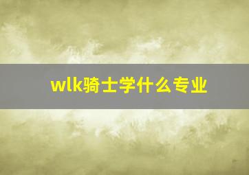 wlk骑士学什么专业