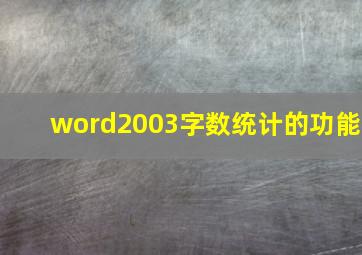 word2003字数统计的功能