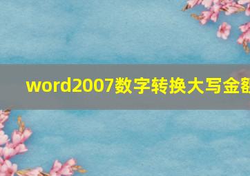 word2007数字转换大写金额