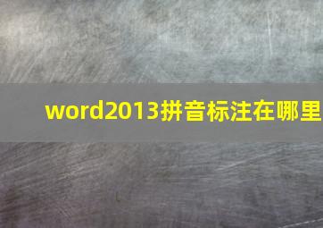 word2013拼音标注在哪里