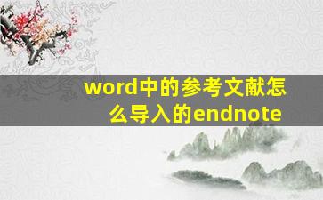 word中的参考文献怎么导入的endnote