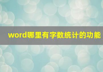 word哪里有字数统计的功能