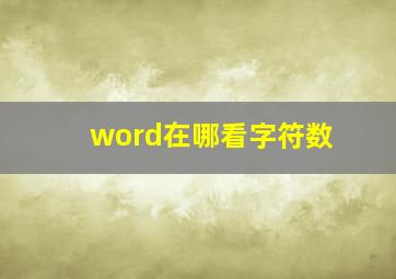 word在哪看字符数