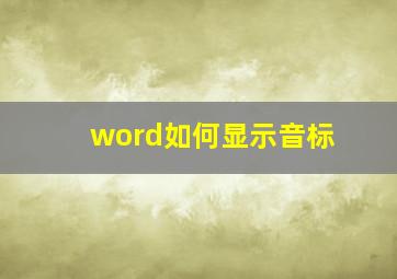 word如何显示音标