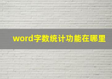 word字数统计功能在哪里