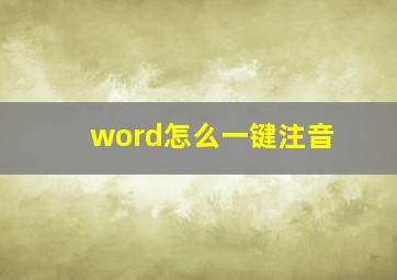 word怎么一键注音