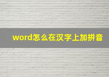 word怎么在汉字上加拼音