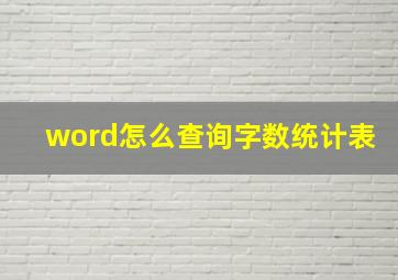 word怎么查询字数统计表